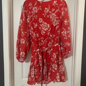 Mini Red Floral Dress